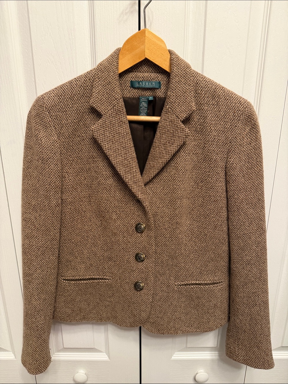 Lauren Ralph Lauren Brown Tweed Tailored Women's Blazer